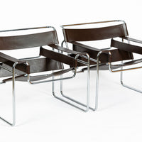 Pair of Mid Century Brown Wassily Chairs by Marcel Breuer for Stendig, 1960s, Labeled