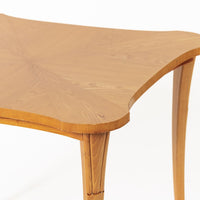 Vintage Art Deco Swedish Square Beech Scalloped Table 1940s