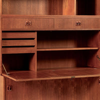 Mid Century Danish Teak Wood Drop-Down Secretary Desk Wall Unit