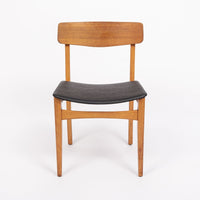 Mid Century Danish Teak Wood & Black Vinyl Dining Chairs