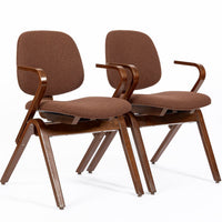 Mid Century Brown Plywood Arm Chairs by Joe Atkinson for Thonet
