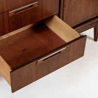 Mid Century Walnut Wood Credenza or Sideboard Cabinet