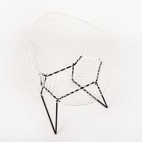 Mid Century White & Black Diamond Wire Chair by Bertoia for Knoll