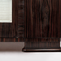 Antique French Art Deco Macassar Ebony Wood Wardrobe Armoire Cabinet, 1940s