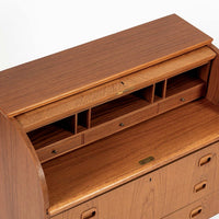Mid Century Swedish Teak Rolltop Secretary Desk by Egon Ostergaard