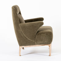 Restored 1940s Art Deco Lounge Chair Mink Mohair, Matching Sofa Available