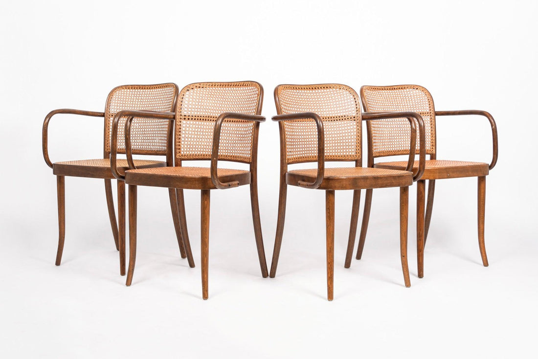 Mid Century Bentwood & Cane Cafe Chairs by Joseph Hoffman for Stendig
