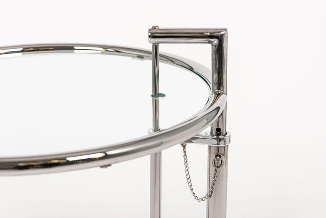 Mid Century Glass & Chrome Round Side Table by Eileen Gray (attr.)