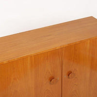 Antique Art Deco Swedish Elm Wood Cabinet with Inlay, 1940s