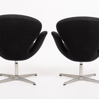 Mid Century Danish Black Swan Chairs by Arne Jacobsen for Fritz Hansen