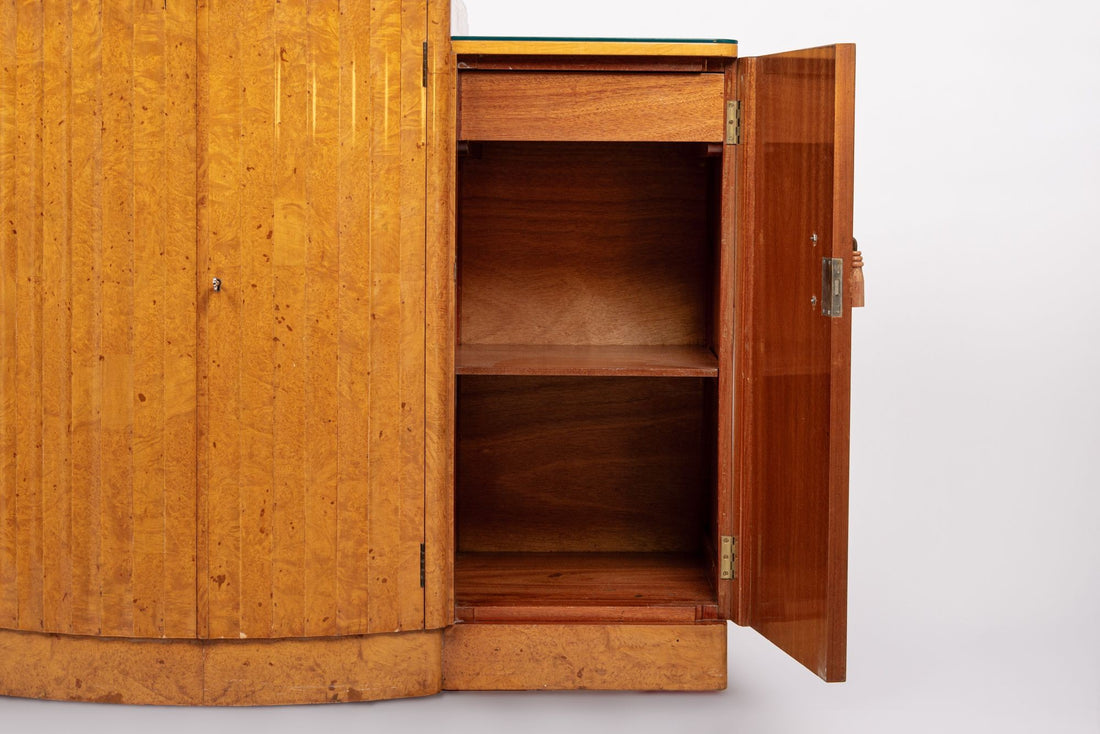 Exceptional Antique Art Deco Maple Wood Bar Cabinet or Sideboard 1930s