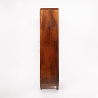 Antique Art Deco Burl Wood Mirrored Armoire Cabinet, 1930s