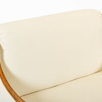 1940s Antique French Art Deco Two-Seat Loveseat Sofa Cream Upholstery
