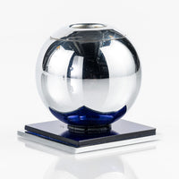 Art Deco Chrome and Cobalt Blue Candleholders by Walter von Nessen for Chase, 1930s