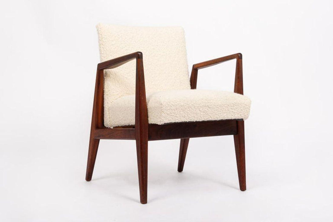 Mid Century Cream Upholstered Lounge Chairs by Jens Risom, 1960s