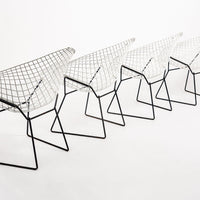 Mid Century White Diamond Wire Chairs by Bertoia for Knoll