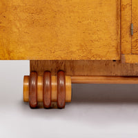 Antique French Art Deco Birdseye Maple Wardrobe Cabinet 1930s