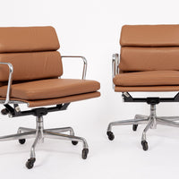 Eames for Herman Miller Brown Leather Desk Chair Pair 2000s