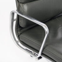 Dark Gray Leather Office Chair by Eames for Herman Miller Aluminum Group
