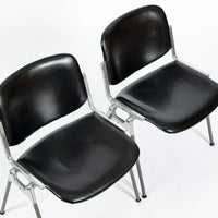 Six Mid Century Italian DSC 106 Leather Stacking Chairs by Giancarlo Piretti for Castelli, 1980s