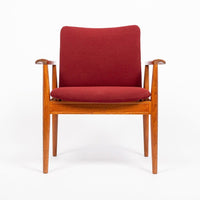 Danish Modern Red Diplomat Chairs by Finn Juhl for France & Daverkosen