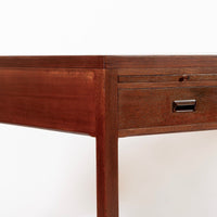 Large Mid Century Danish Modern Mahogany Wood Executive Desk