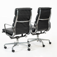 Pair Authentic Eames Herman Miller Tall Black Leather Office Chairs 2001