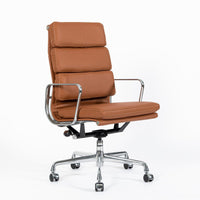 Herman Miller Eames Tall Medium Brown Leather Desk Chair Soft Pad
