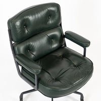 Pair Green Leather Time Life Office Chairs by Eames for Herman Miller 1996
