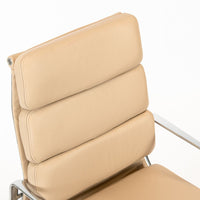 Eames Herman Miller Tall Cream Leather Office Chair Aluminum Group