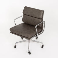 2000s Eames Herman Miller Gray Leather Desk Chairs Aluminum Group