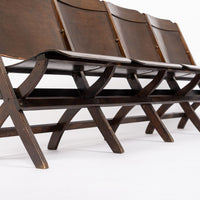 Antique Wood Theater Chairs Four-Seat Folding, GM Building, Detroit