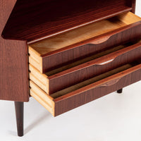 Mid Century Danish Teak Wood Corner Bar Cabinet 1960s