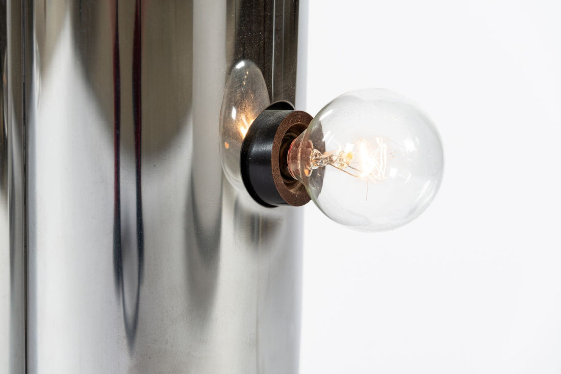 Extra Large Mid Century Italian White & Chrome Table Lamp by iGuzzini