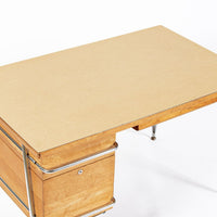 Kem Weber Trimline Desk for Heywood Wakefield, Mid Century Modern Birch and Chrome Office Desk, 1950s
