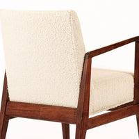 Vintage Mid Century Wood & Cream Upholstered Lounge Chair by Jens Risom