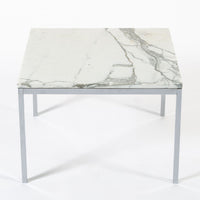 Mid Century Square White Marble Side or Coffee Table by Florence Knoll
