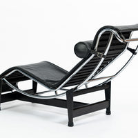 Cassina LC4 Black Leather Chaise Lounge Chair by Le Corbusier 1994