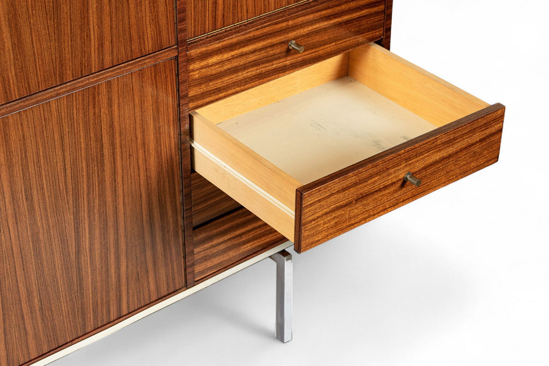 Exceptional Vintage Mid Century French Teak Wall Unit Cabinet