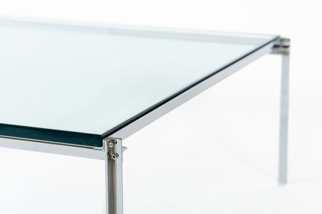Mid Century Glass & Chrome Coffee Table by Katavalos for Laverne Originals