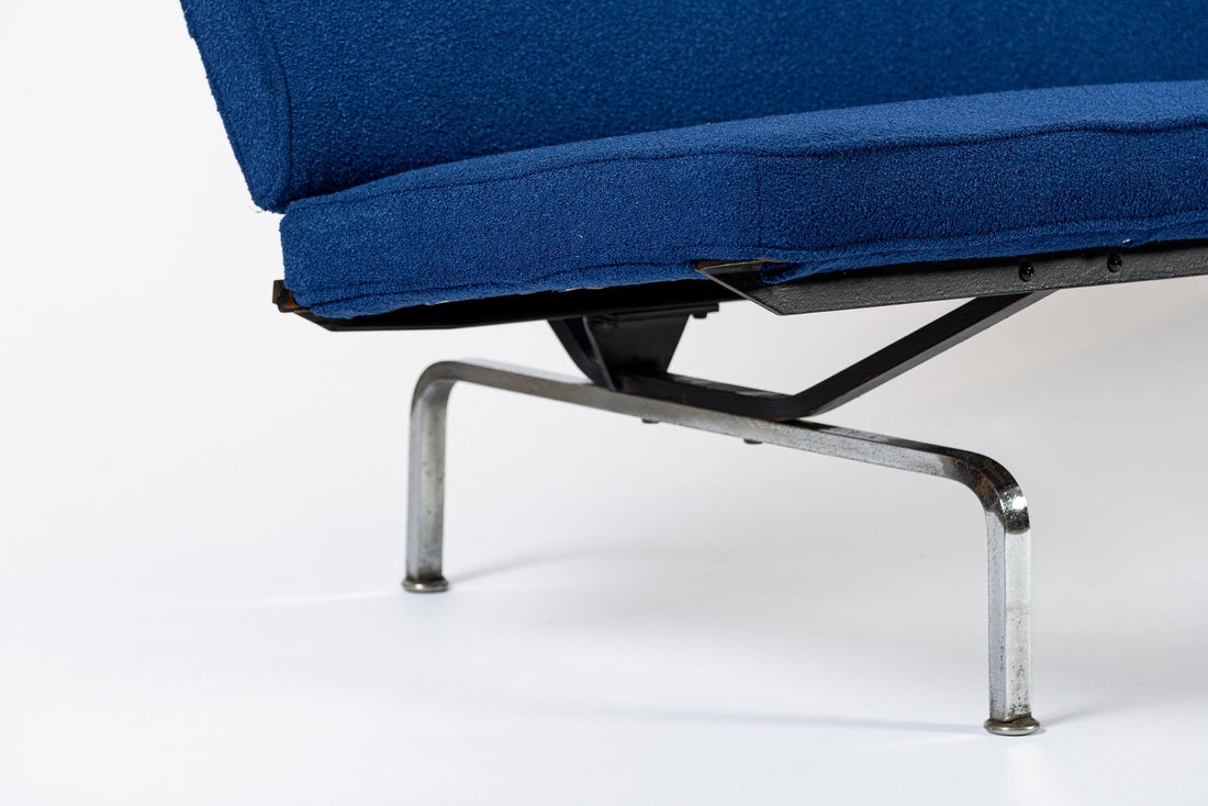 Mid Century Blue Sofa Compact by Eames for Herman Miller 1970s