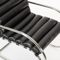 Mid Century MR Black Leather Arm Chairs by Mies van der Rohe for Knoll