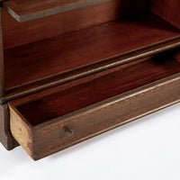 Antique Three Shelf Wood Barrister Bookcase Cabinet with Leaded Glass