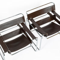 Pair of Mid Century Brown Wassily Chairs by Marcel Breuer for Stendig, 1960s, Labeled