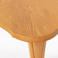 Vintage Art Deco Swedish Square Beech Scalloped Table 1940s