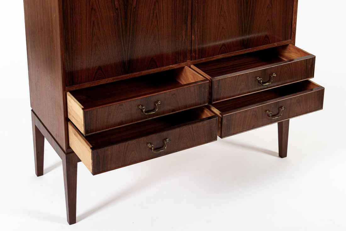 Mid Century Swedish Modern Tall Rosewood Cabinet