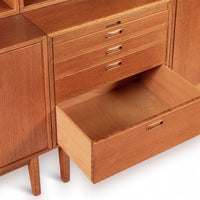 Large Mid Century Danish Teak Wood Bookshelf Wall Unit System