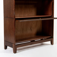 Antique English Tall Stepback Oak Wood Barrister Bookcase Cabinet