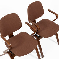 Mid Century Brown Plywood Arm Chairs by Joe Atkinson for Thonet