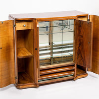 Antique English Art Deco Wood Bar Cabinet Credenza, 1930s